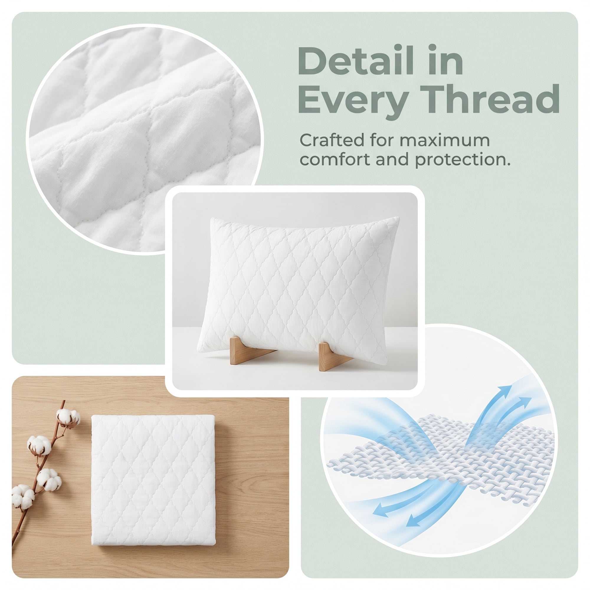Unique Bargains Breathable Hypoallergenic Envelope Pillow Protectors Jumbo White 20" x 28"