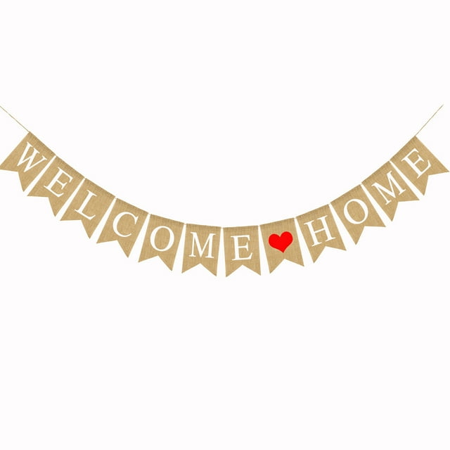 2.8M WELCOME HOME Banner Swallowtail Flags Burlap Banner for Home Decoration Family Party