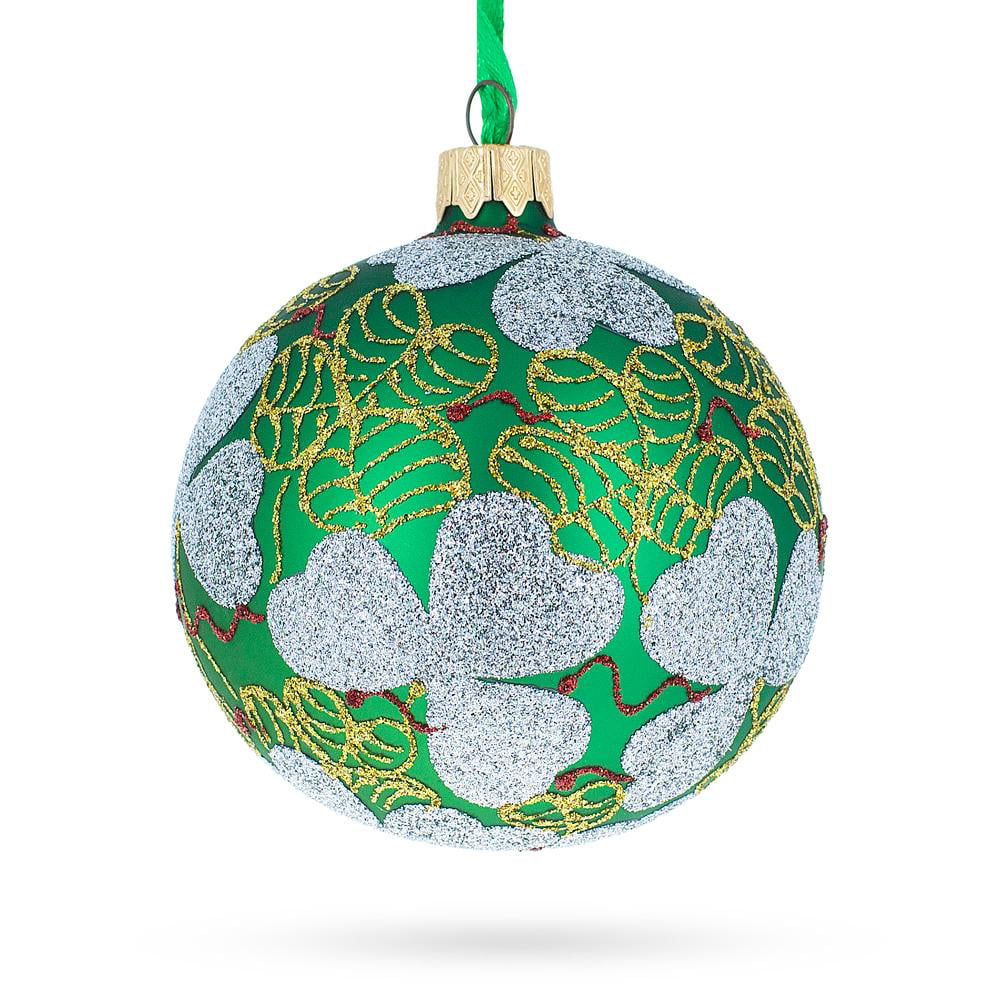 BestPysanky 1902 Clover Leaf Royal Egg Green Glass Ball Christmas Ornament 