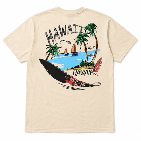 Men's Hawaii Tropical Graphic T-Shirt | Beach Print Casual Summer Tee | Sizes S–4XL
