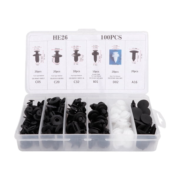 100 piezas de clips de ajuste para panel de puerta de coche, sujetadores de parachoques, kit de remaches de empuje universales