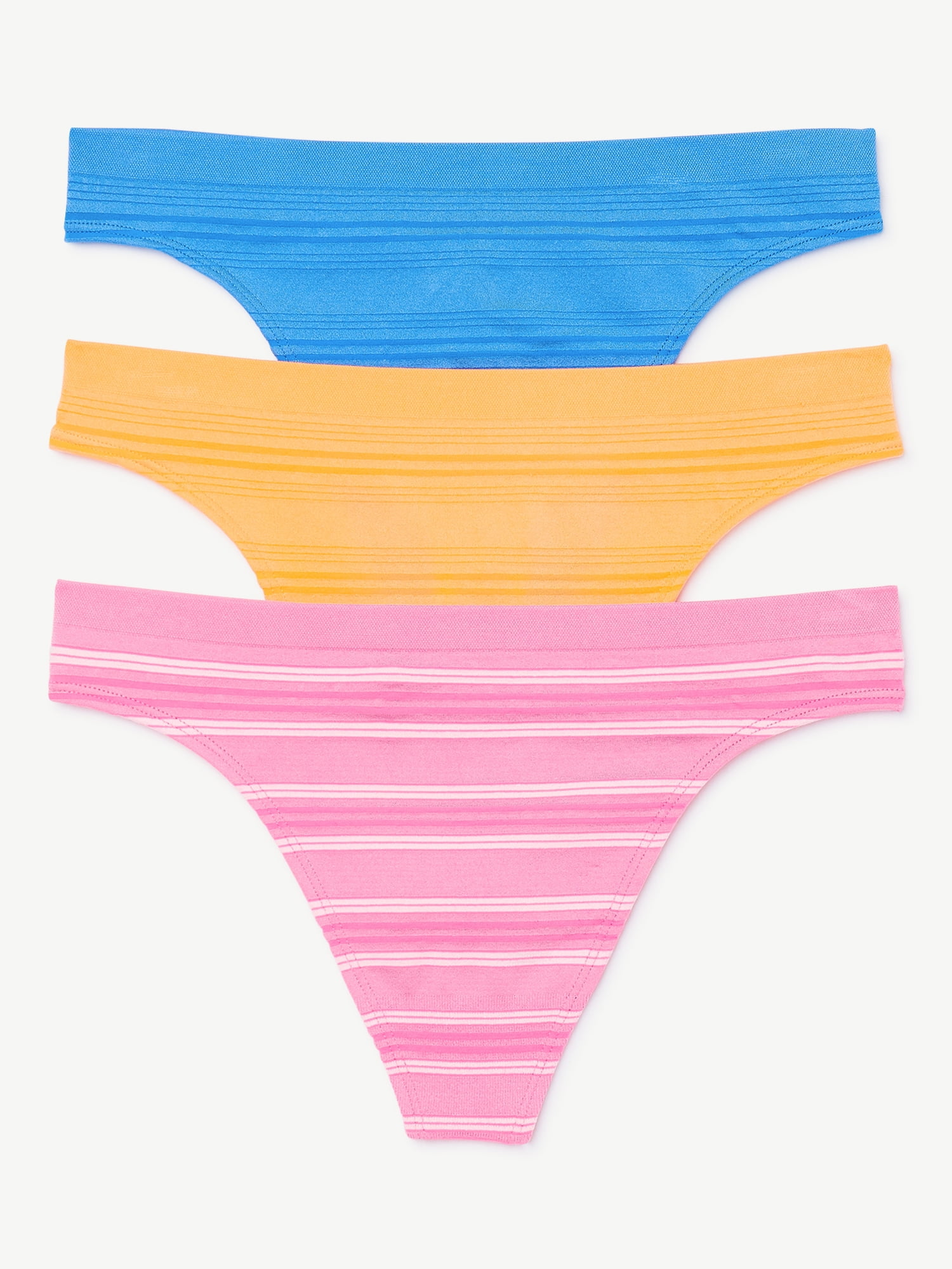 Joyspun Women's Seamless Thong Panties, 3-Pack, Sizes XS to 3X