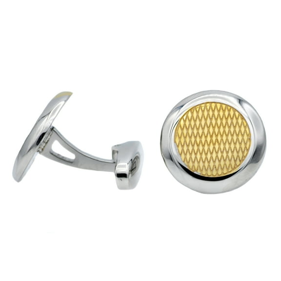 Mens Fancy Gold Plated Stainless Steel Cuff Links.