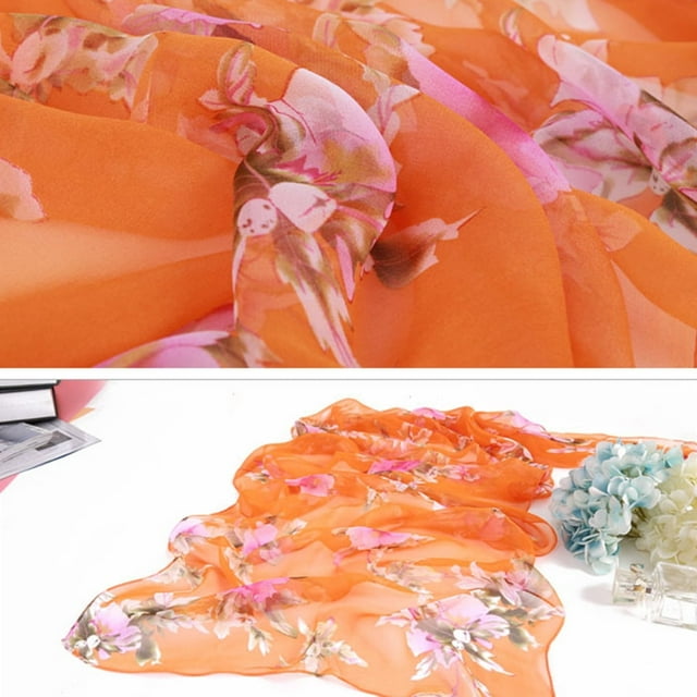 Ruiboury Scarf Gifts Elegant And Fashionable Lightweight Portable Print Pattern orange 1Set