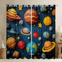 Manfei Colorful Planet Curtains Pack of 2 (42x84 Each),Oil Painting Aesthetic Curtains Blackout,Cartoon Stars Print Bedroom Curtains For Boys Kids,Microfiber Bedroom Decor