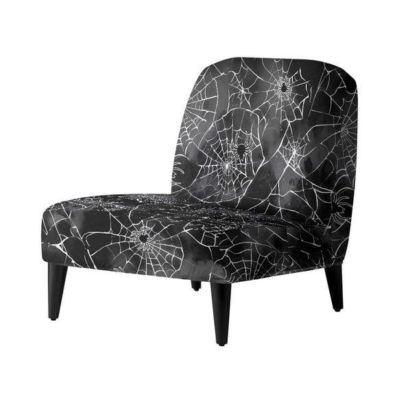 HELLHERO Stretch Elastic Bottom Armless Chair Slipcover Dustproof Easy Installation Armless Accent Chair Cover for Bedroom, Spider Web