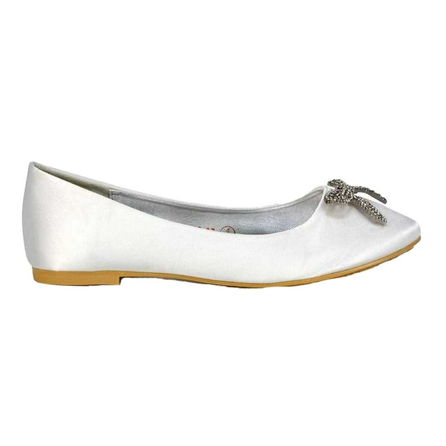 XY London Ballerines pour Femmes Rory à Strass à Enfiler avec Nœud