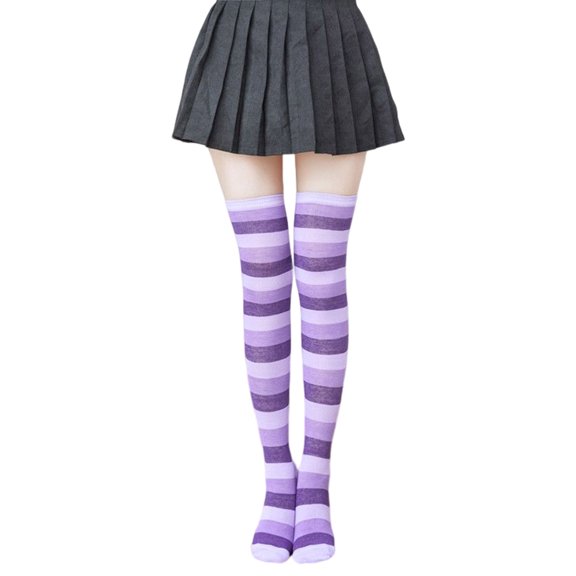 Colorful Striped Stockings Knee High Socks for Women over the Knee Socks Teen Thigh High Socks Warm Long Knee Hosiery