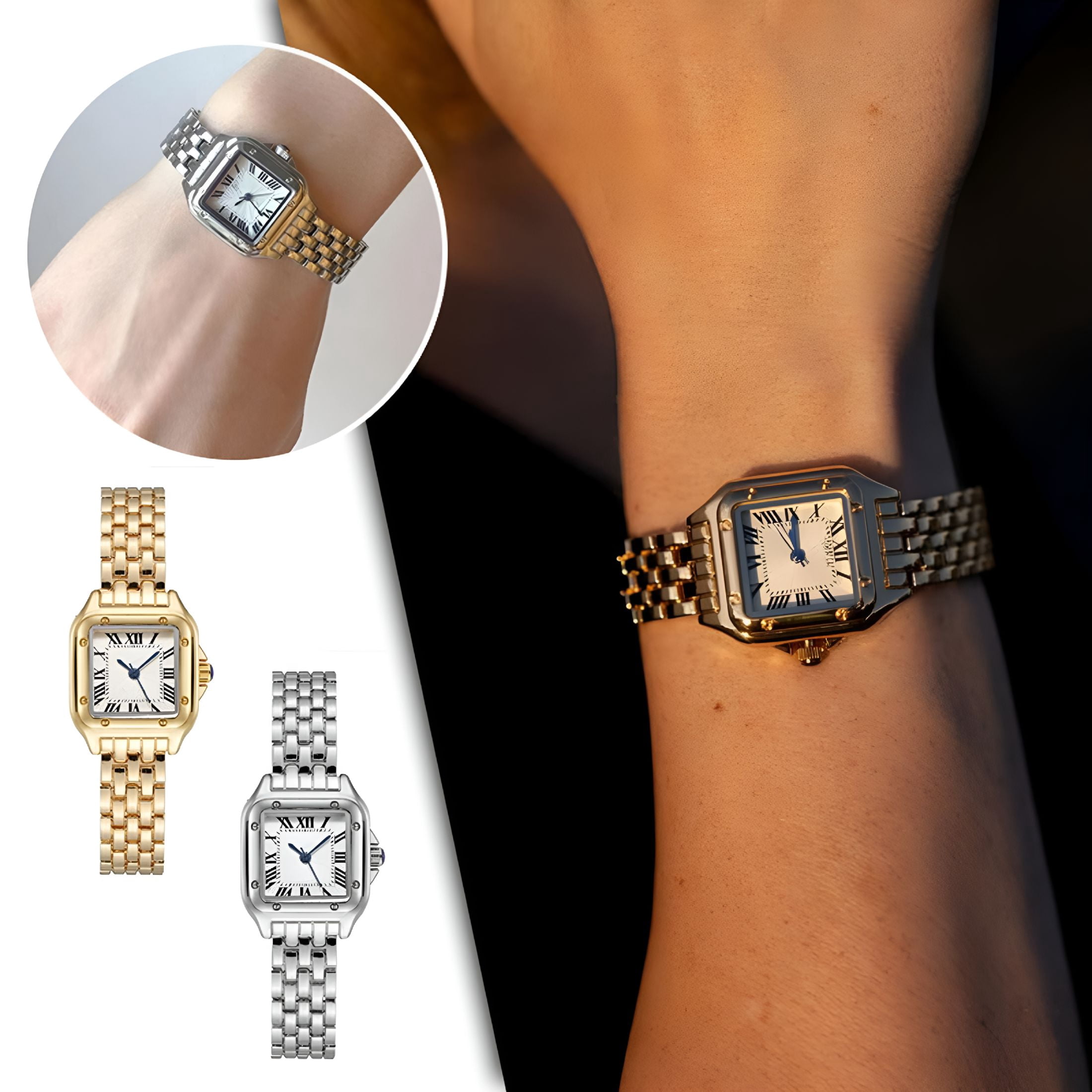 Dainty Gold-Tone Cheetah Watch for Women, Retro Rectangular Case, Stainless Buy CHEETAH Women main image 3