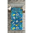 thumbnail image 3 of Ambesonne Space Quilted Bedspread Set 2 Pcs, Alien and Human Astronaut, Twin Size, Blue Grey Yellow, 3 of 3