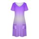 thumbnail image 3 of Vestido Corto de Verano Moda Gradiente Corto de Manga en V Cuello Vestido Casual, Poliéster Ligero de Verano, Lavado de Manos, 3 of 8