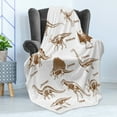 thumbnail image 4 of Velociraptor Soft Flannel Fleece Throw Blanket, Group of Dinosaurs Animals Triassic Period Reptiles Graphic Image, Cozy Plush for Indoor and Outdoor Use, 70" x 90", Brown and White, by Ambesonne, 4 of 5