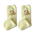 thumbnail image 2 of Yellow Stockings Womens 3D Coral Velvet Socks Thickened In Winter Warm Sleep Socks Home Socks Cartoon Ducks Cute Floor Socks Medium Socks, 2 of 6