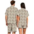 thumbnail image 6 of Couples Pajama Sets Matching Halloween 2 Piece Short Sleeve Button Down Pjs Soft Lightweight Sleepwear Loungewear for Her Him with Allover Graphic Print Beige L, 6 of 6