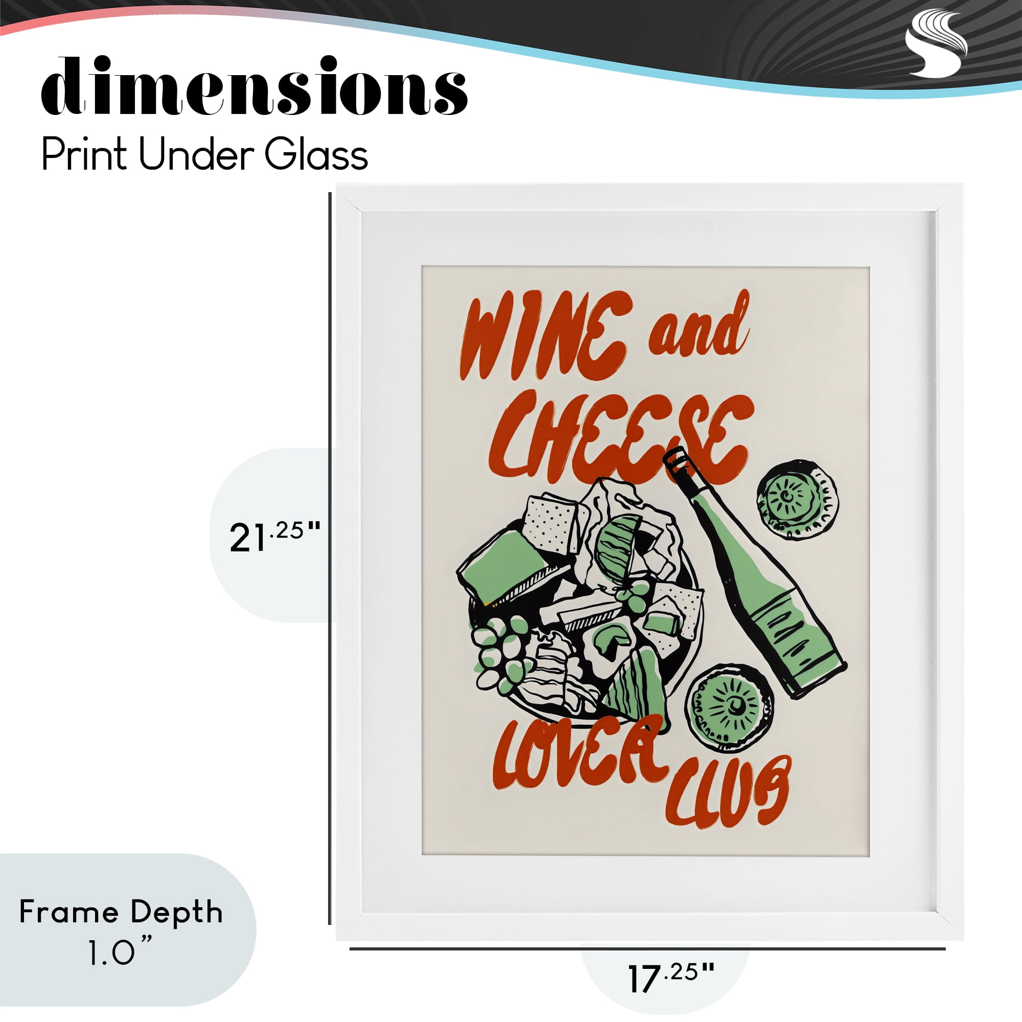 Stupell Industries Wine & Cheese Lover Club White Framed Print Under Glass, design by The Prints Vibe