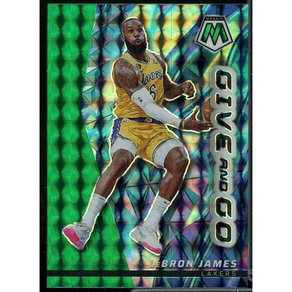 LeBron James Card 2022-23 Panini Mosaic Give Go Mosaic Green #3
