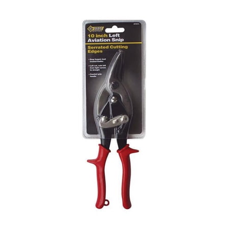 UPC: 0843518087770 | Steel Grip 2796589 10 in. Chrome Alloy Steel Left Serrated Aviation Snips  Red