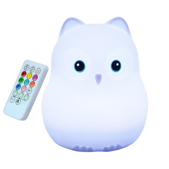 Rechargeable Owl Shaped Night Light for Kids Silicone Nursery Lamp with Gentle Glow Bedroom Study Desk Companion