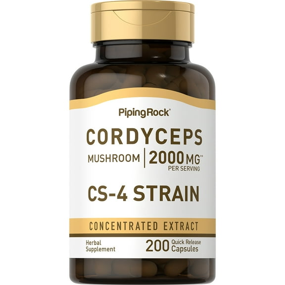 Cordyceps Mushroom Extract 2000mg | 200 Capsules for Men and Women | by Piping Rock