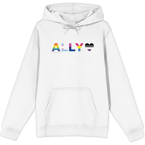 Pride Ally Pride Flag Colors Adult White Long Sleeve Hoodie-XL