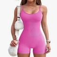 thumbnail image 3 of RYKJLWY Summer Outfits for Women Women's Round Neck Sleeveless Suspender Solid Color Jumpsuit Sexy Suspender Bodysuit Jumpsuits for Women(Pink,L), 3 of 6