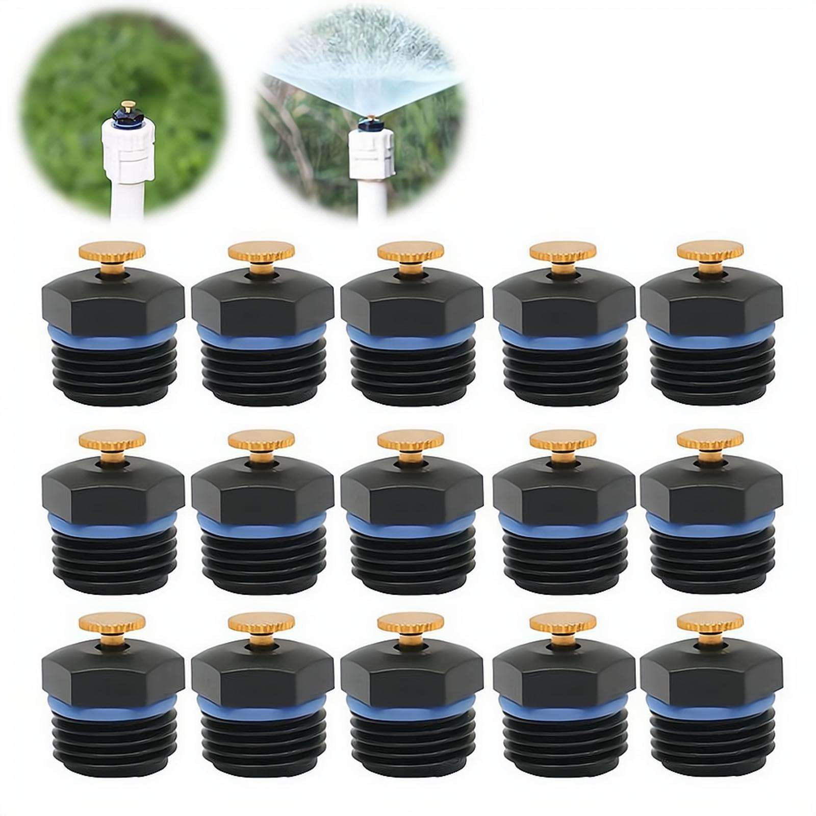 15 Pcs Sprinkler Nozzle for Garden Irrigation, 1/2 inch Misting Spray Heads Mister Nozzle Universal 360 Degree Micro Irrigation Sprinkler Heads for Agriculture Lawn Watering Irrigations System