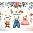thumbnail image 3 of Floral Design Baby Shower Banner Clothesline Theme He or She Decoration Cotton Material Gender Reveal for Baby Shower Celebration Event Indoor Decoration, 3 of 7