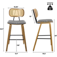 Counter Height Bar Stools PU Leather Upholstered Barstools with Backs