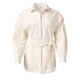thumbnail image 4 of Fabiana Filippi Womens Striped Belted Poplin Shirt US 6 White Parchment IT 42, 4 of 4