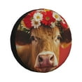 thumbnail image 1 of Balery White And Red Daisy Cow Cubiertas para Neumáticos - Protector Resistente para Neumáticos de Camioneta, SUV, Remolque, Camper y RV-17 inch, 1 of 6
