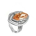 thumbnail image 4 of CHOOSE YOUR COLOR Champagne CZ Marquise Solitaire Raised Ring .925 Sterling Silver Band Orange Female Size 8, 4 of 4