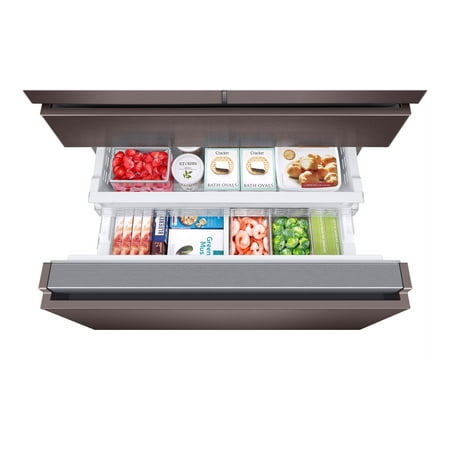 Samsung - 22.6 Cu. Ft. 4-Door Flex French Door Counter-Depth Refrigerator - Tuscan Stainless Steel
