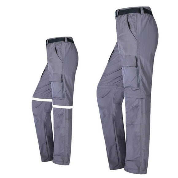 FRSASU Men's Lightweight Hiking Cargo Pants Detachable Waterproof Pants Quick Dry Travel Climbing Camping Fishing Pants Gray
