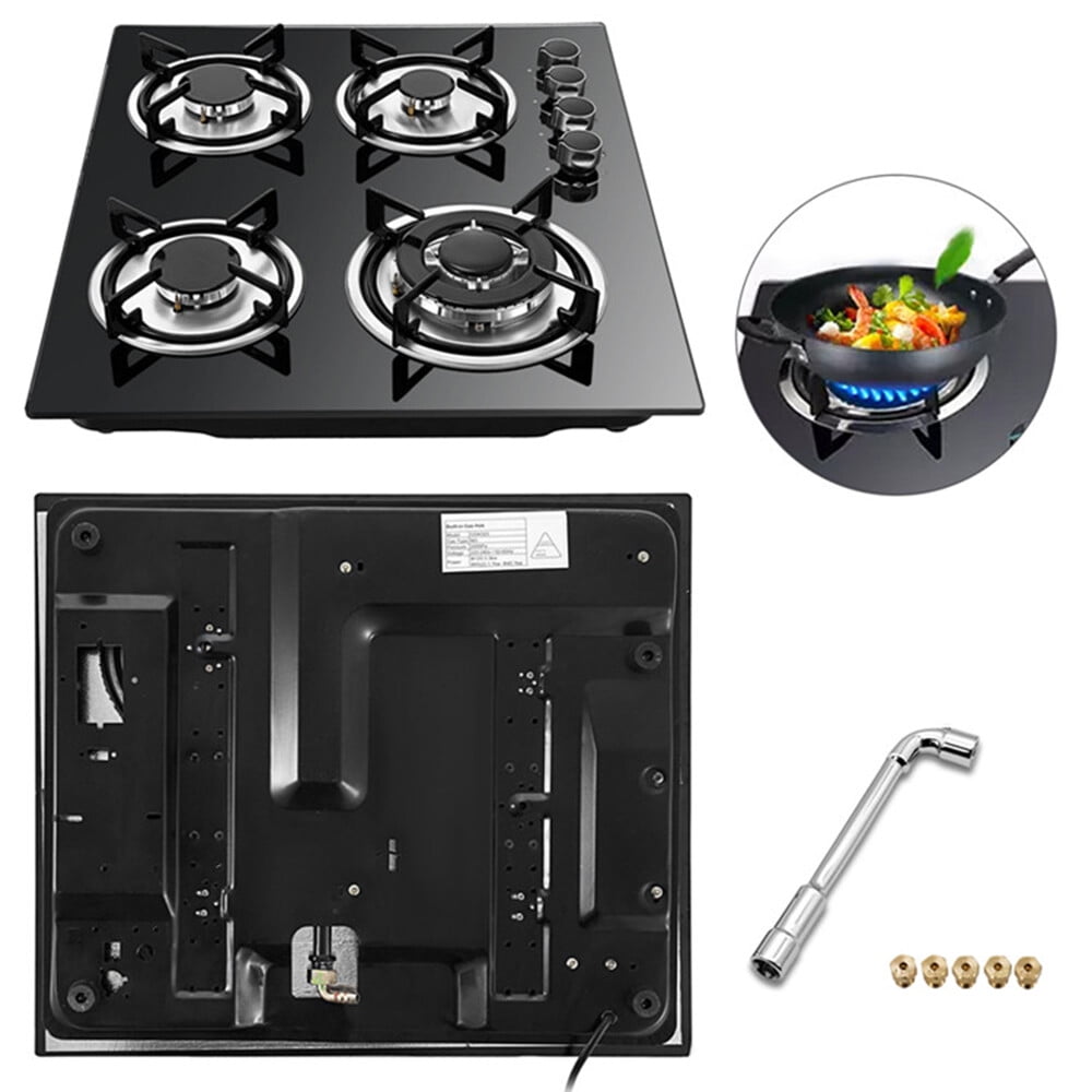 4 Burners Gas Cooktop Built-in Stove Gas Powered Rectangular Burner Gas Cooktops for Homes Hotels Restaurants