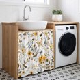 thumbnail image 3 of Vintage Botanical Cabinet Curtain 35"Wx35"L, Dustproof Under Sink Skirt with Self Adhesive Tape, Yellow Spring Floral Butterfly Cabinet Curtain Cover for Kitchen Sink, Bathroom Vanity, Laundry Room, 3 of 9