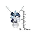 thumbnail image 3 of White Freshwater Cultured Pearl with London & Sky-Blue Topaz, Sapphire Pendant Necklace Sterling Silver for Women, 3 of 5