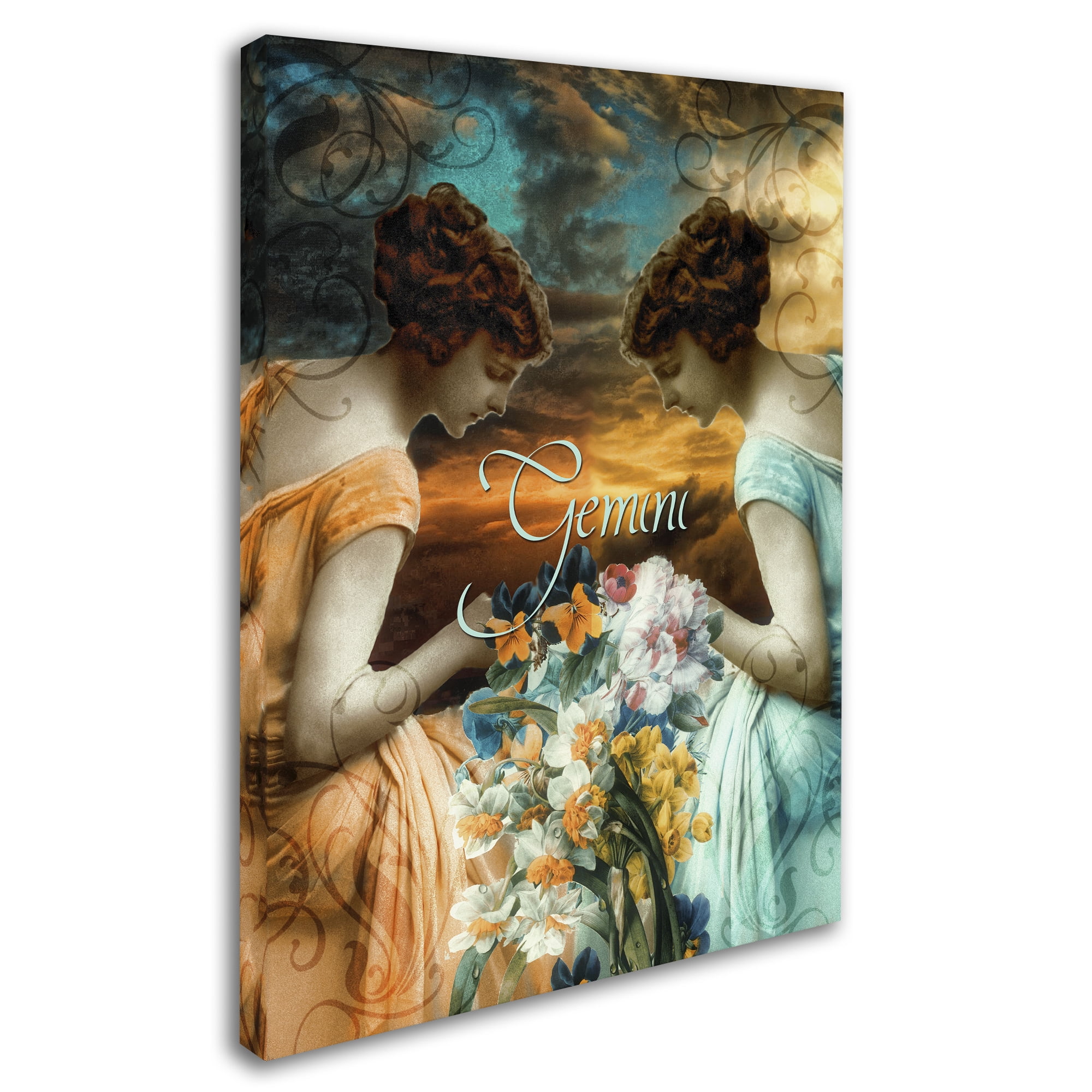 Color Bakery 'Art Nouveau Zodiac Gemini' 14 x 19 Canvas Art