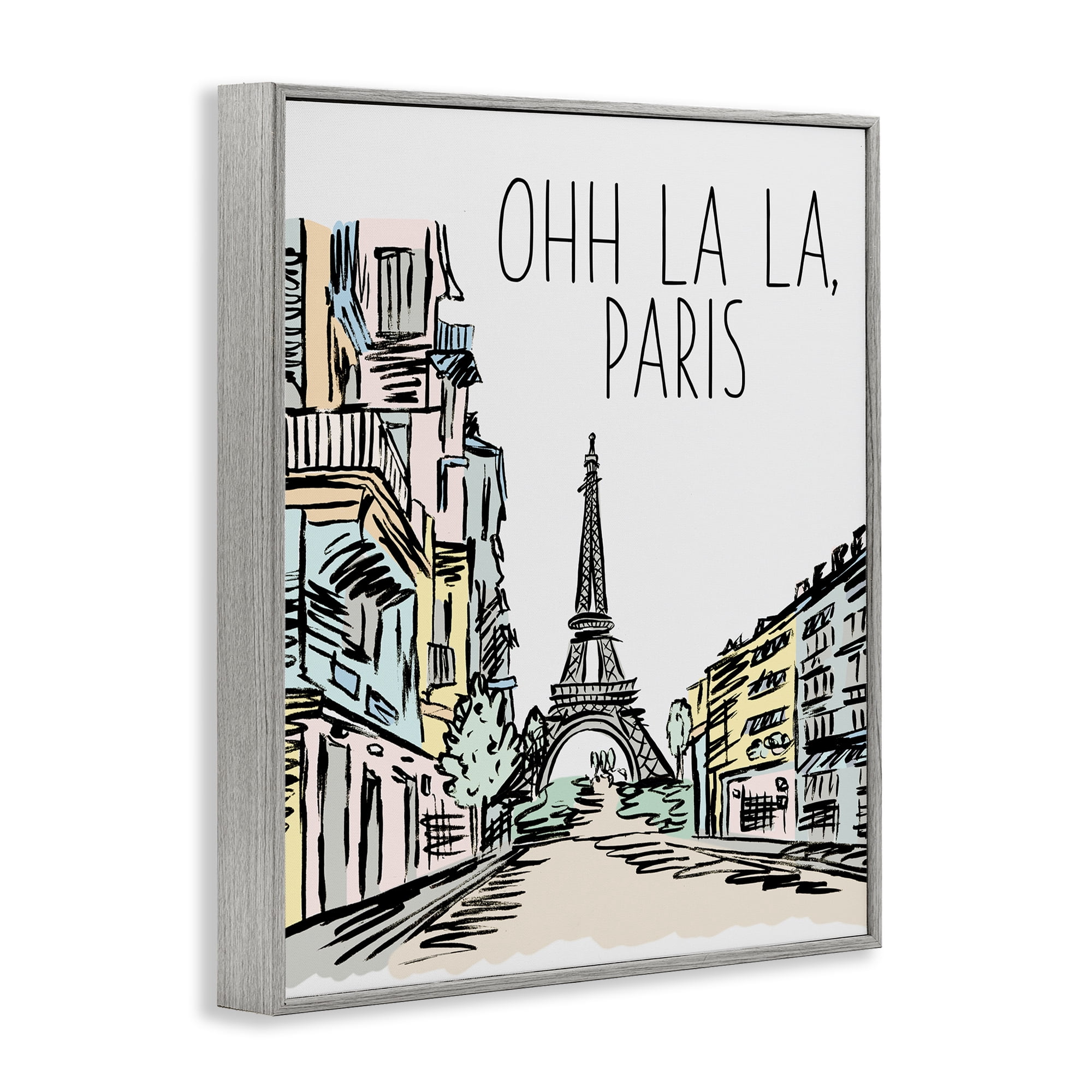 Stupell Industries Ohh La La Paris Gray Framed Giclee Art, design by Elizabeth Medley