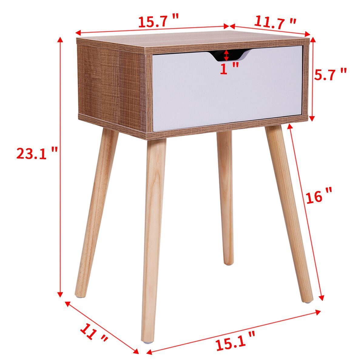 Kepooman Night Stand with Storage Drawer, Modern Furniture Wood End Side Table - Walnut Kepooman Night Stand with Storage Drawer, Modern Furniture Wood End Side Table - Walnut