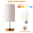 thumbnail image 3 of 3 Way Dimmable Touch Table Lamp TeqHome Desk Lamp Round wooden base with 2 USB Ports Nightstand Beside Lamp for Bedroom, 3 of 9