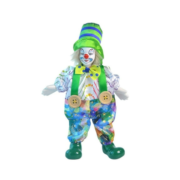Sinyiin Elegant Ceramic Clown Doll Poseable Clown Figurine Statue For Tabletop Shelf Decoration Halloween Carnivals Ornament