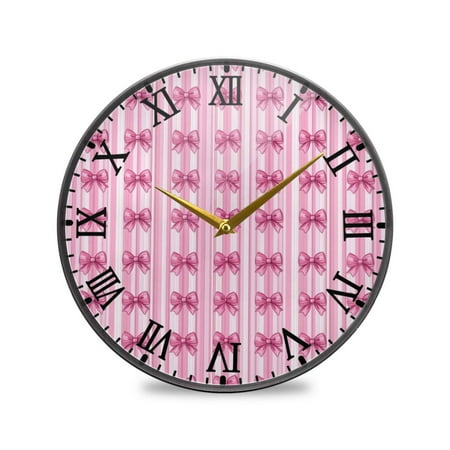 Round Clock Wall Clock Decorative Clock 9.5 Sizes Pink Bows
