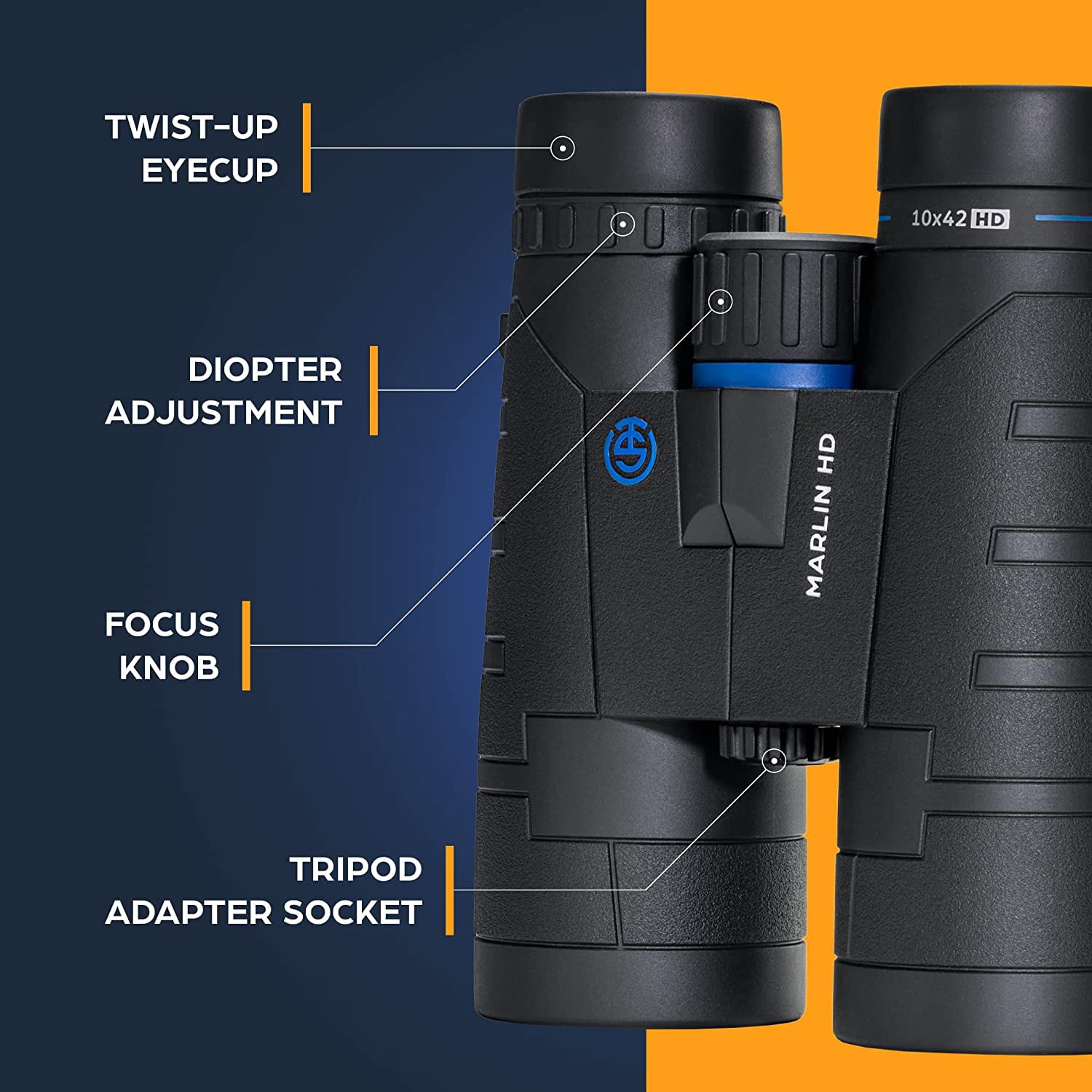 TSO Marlin 10x42 Roof Binocular, Black