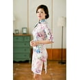 thumbnail image 5 of Women Special 1/2 Long Sleeve Modern Mandarin Chinese Cheongsam Qipao Sheath Short Dress&nbsp;( Pink flower prints ), 5 of 7