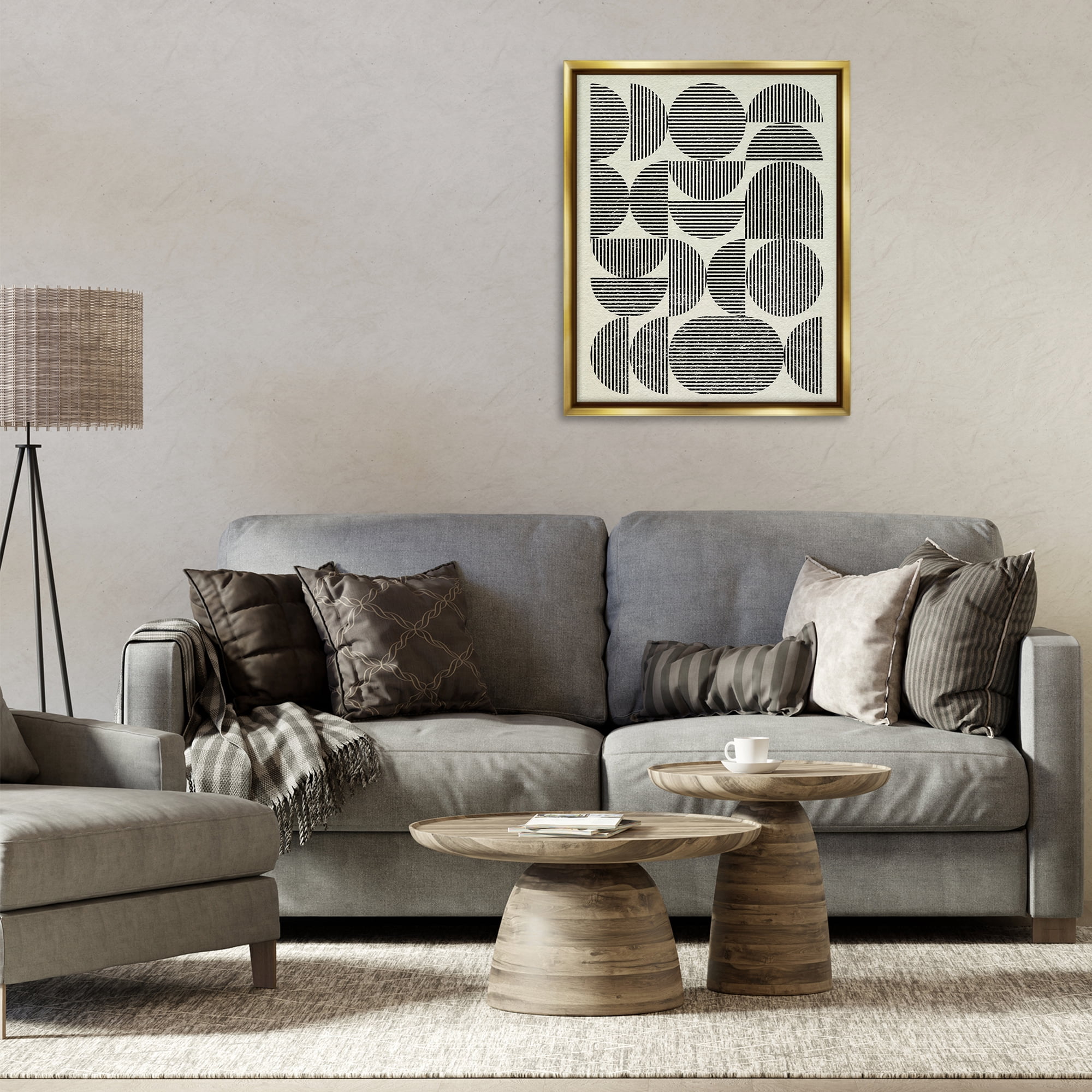 Stupell Industries Modern Arch Shapes Abstract Painting Gold Floater Framed Canvas Art Print Wall Art, 25 x 31