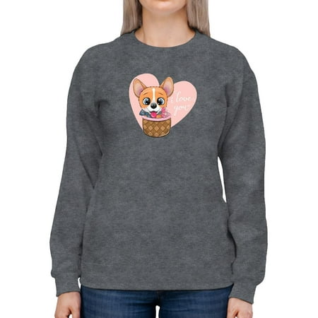 Cute Corgi Pup In A Basket Sweatshirt Women -Image by Shutterstock Female XX-Large