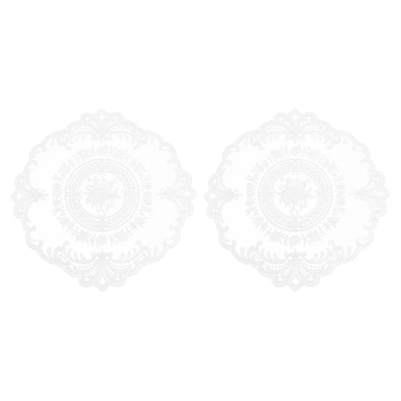 2 Pack Retro Lace Placemats Crochet Cup Vase Table Mat, Pure White