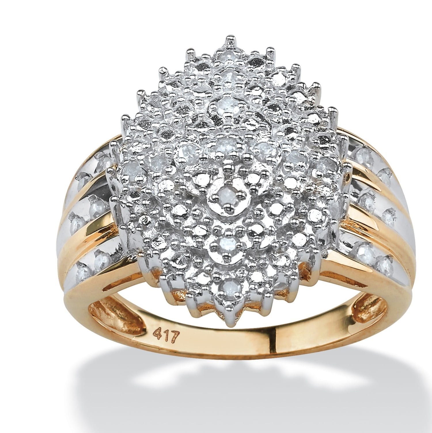 PalmBeach Jewelry 1/3 TCW Round White Diamond MarquiseShaped Cluster