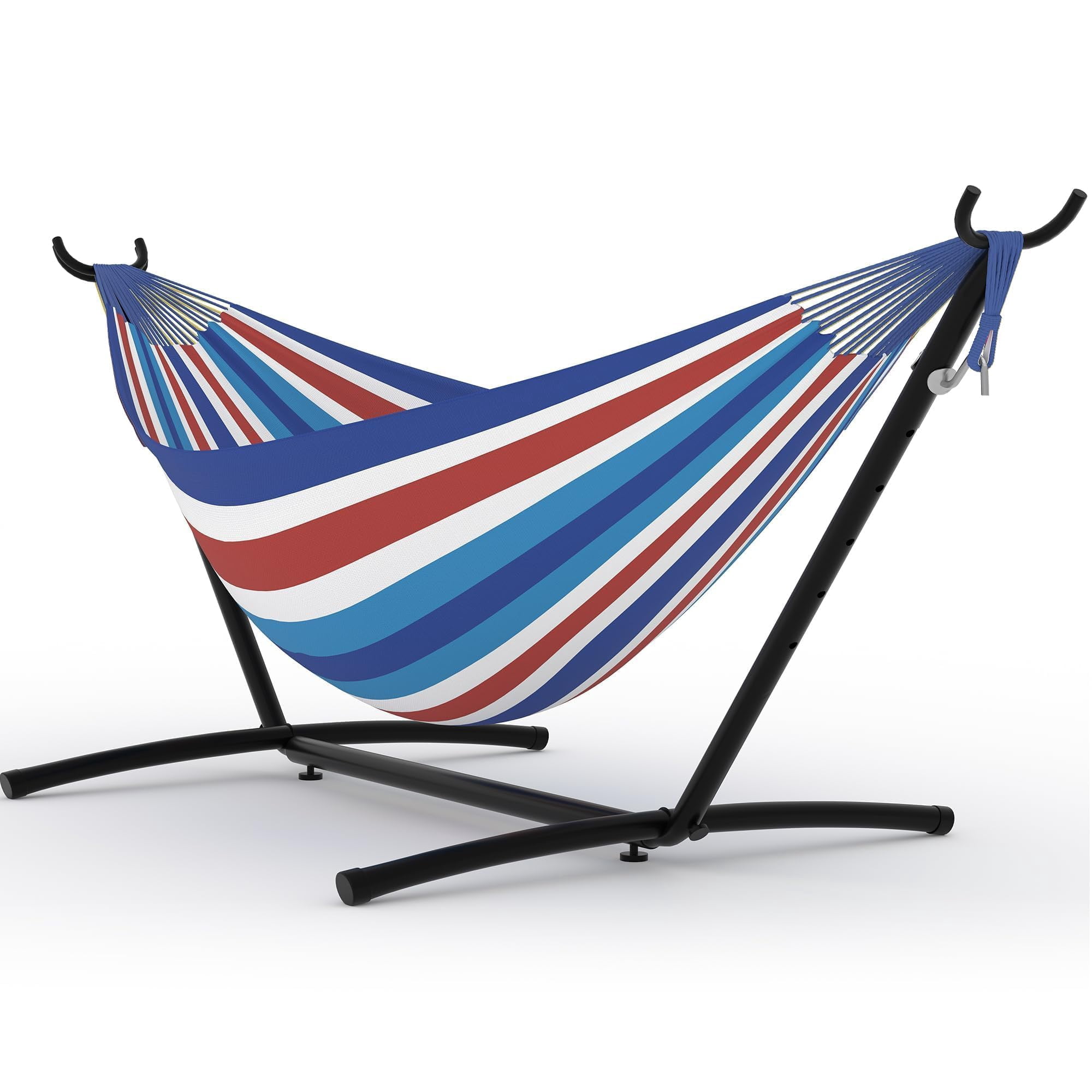 Double Hammock with Heavy Duty Steel Stand, 450 lbs Capacity, Portable Outdoor Hammock Set with Carry Bag for Patio, Yard, Camping, and Garden