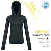 CAMEL Womens Sun Protection Clothing UPF 50+ Lightweight Womens Activewear Long Sleeve Rash Guard Shirts Breathable Sunscreen Hoodie Workout Tops Outdoor Hiking Black